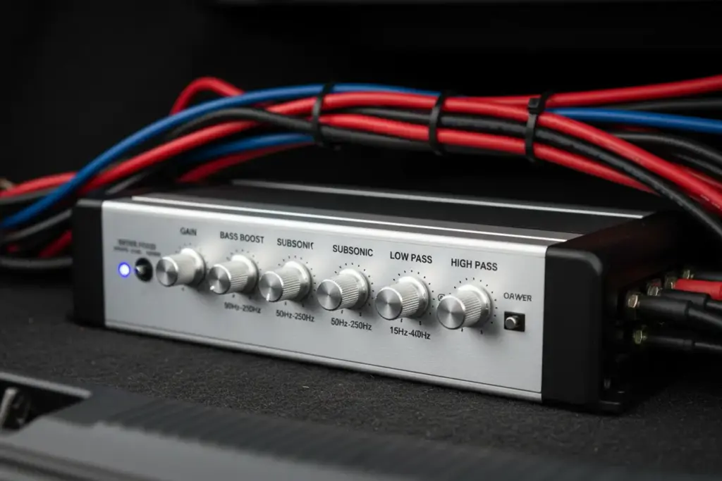 Configurando crossover e filtros de frequência em amplificador