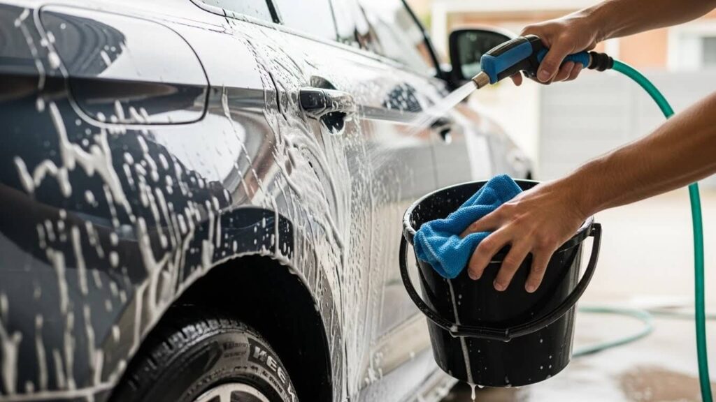 como lavar o carro em casa