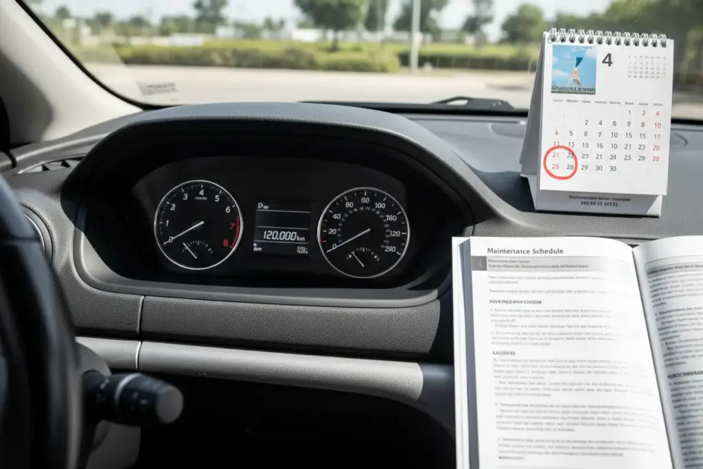 Hodômetro digital marcando a quilometragem para troca de óleo.