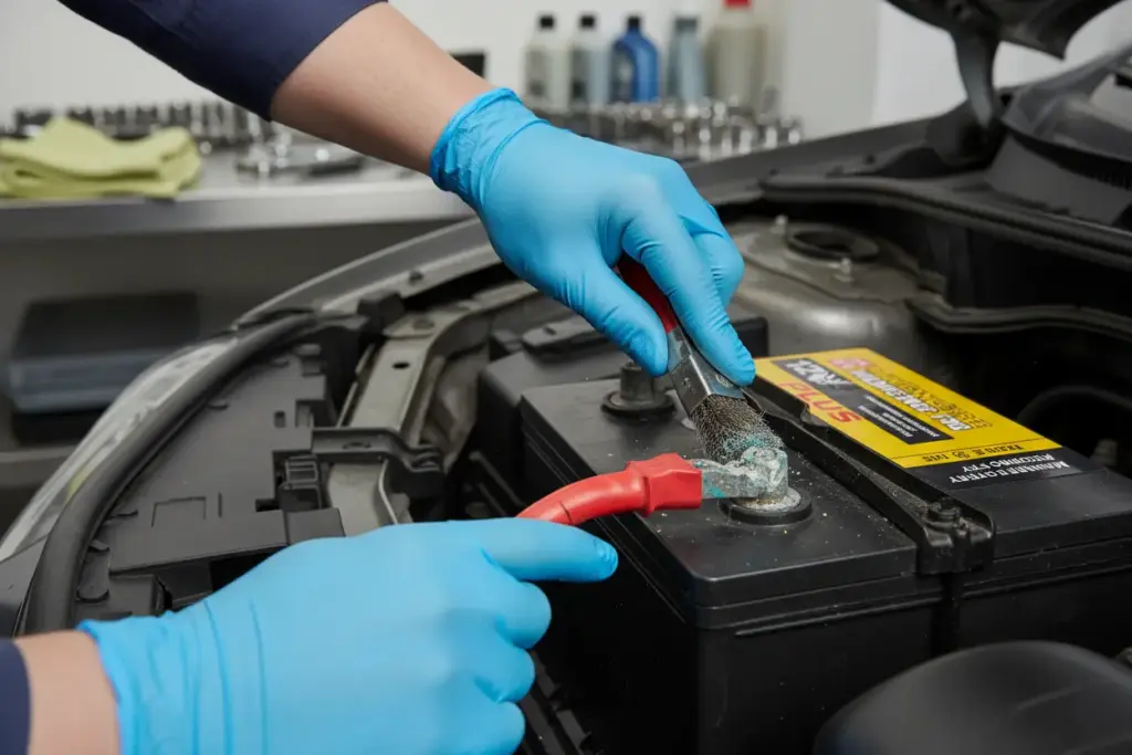 Limpeza regular dos terminais da bateria para evitar corrosão.