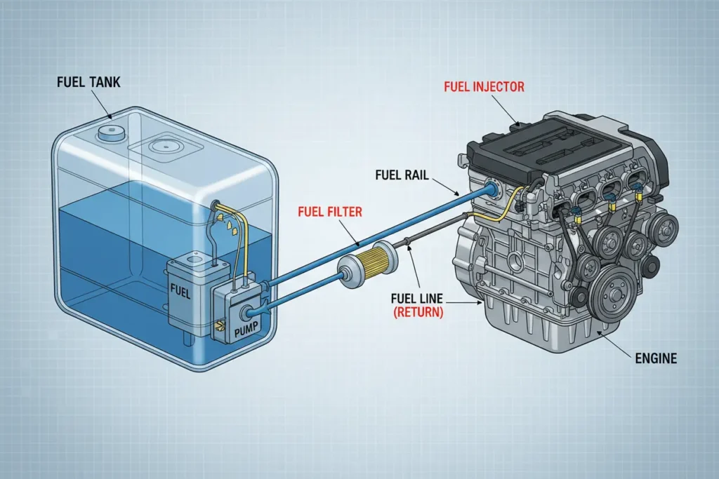 Diagrama detalhado do sistema de bomba de combustível
