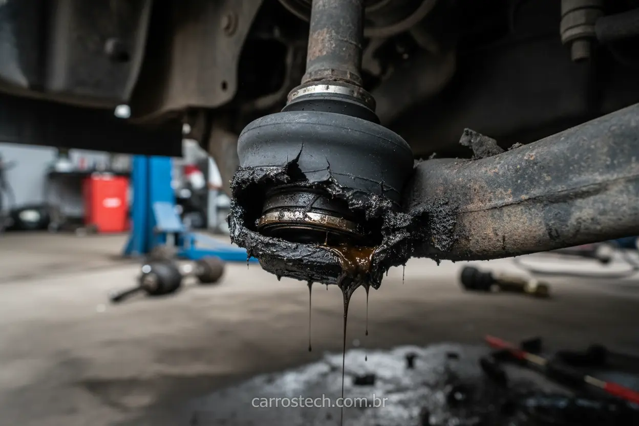 Coifa da Homocinética Danificada Coifa rasgada da homocinética, causa comum de falha.