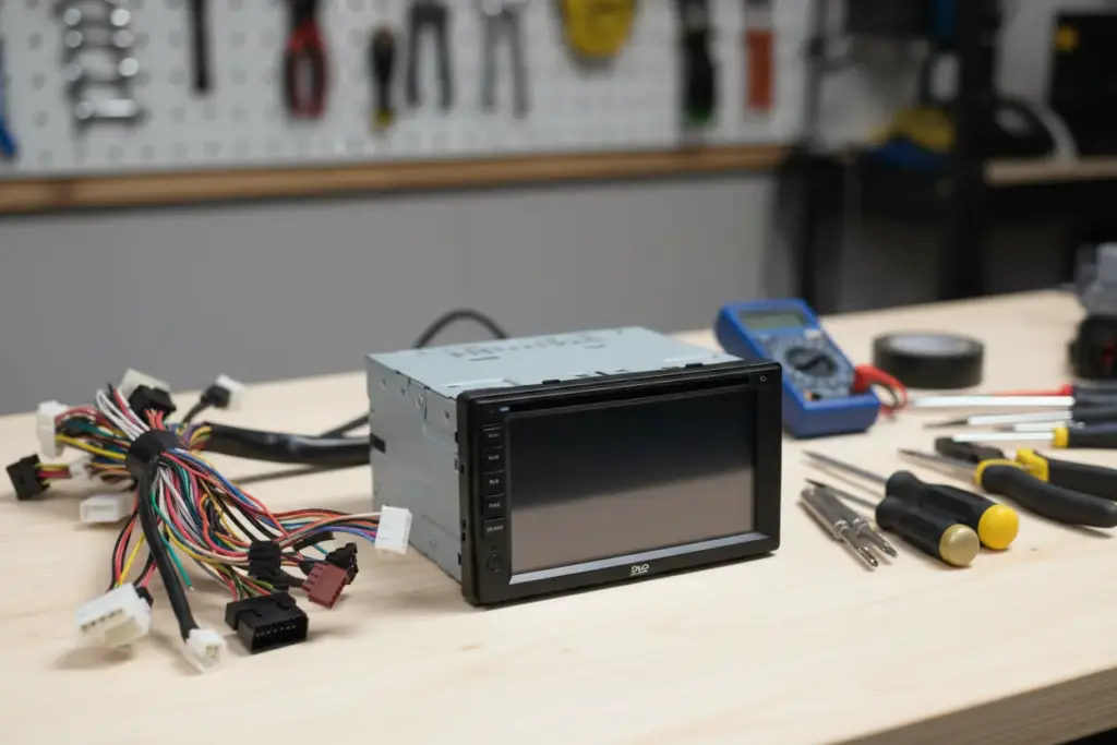 Ferramentas e acessórios para instalar DVD no carro