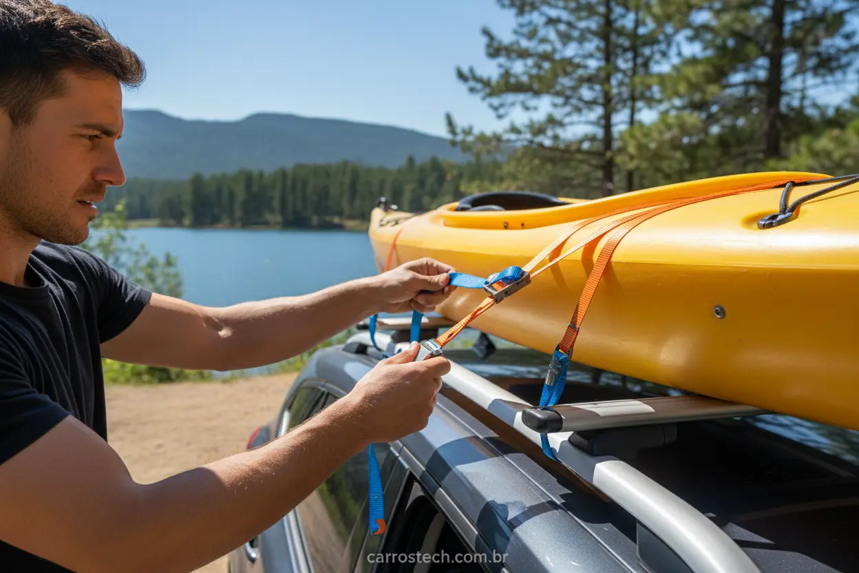 Como prender a carga no rack de teto.