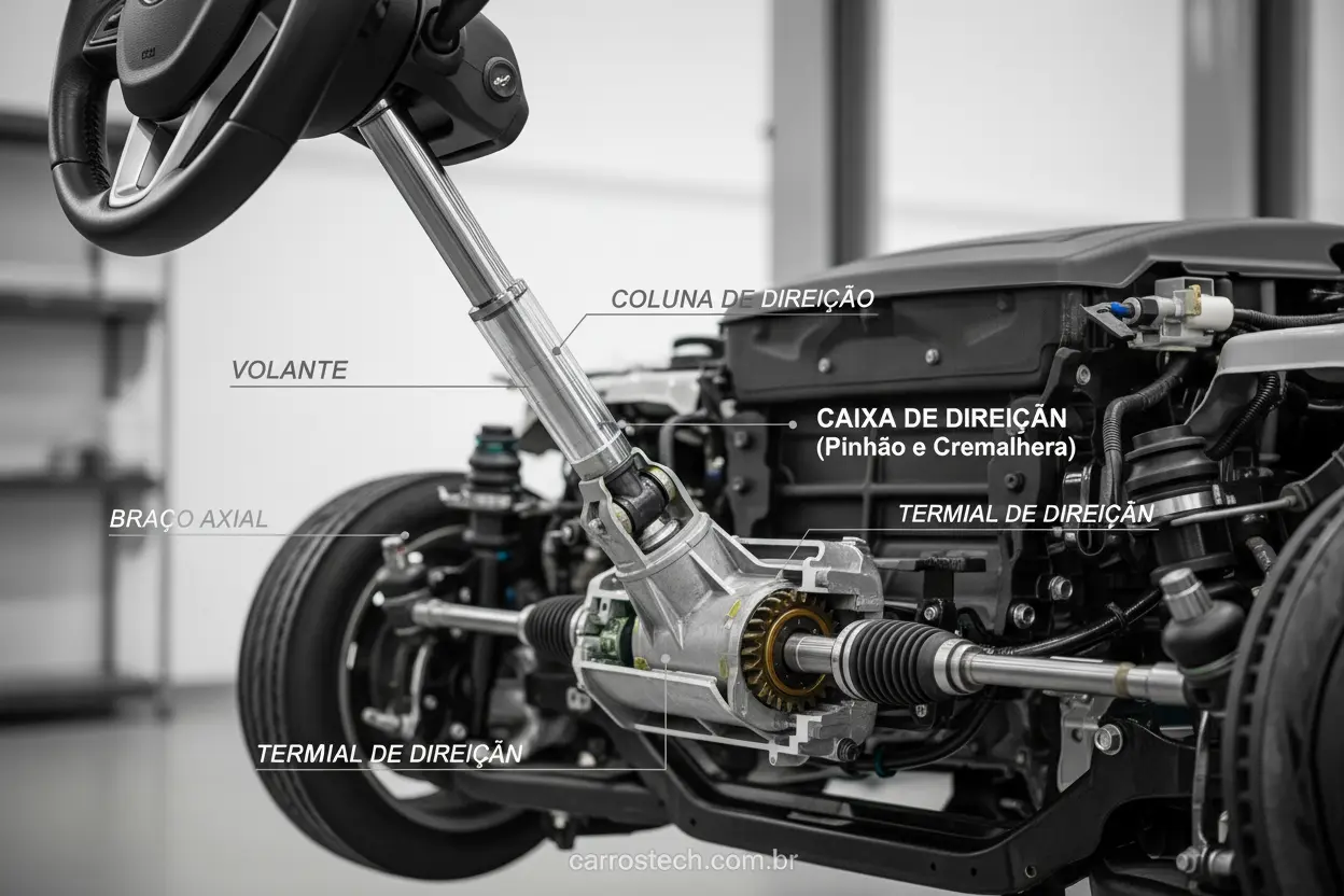 Mecanismo de funcionamento da caixa de direção