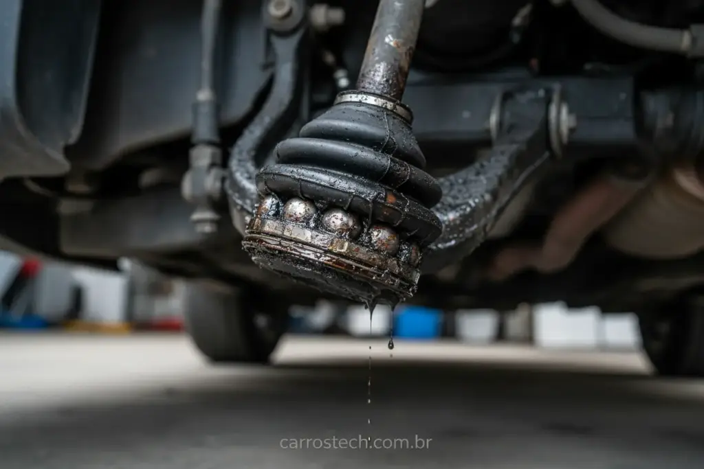 Homocinética do carro com coifa rasgada e vazamento de graxa.