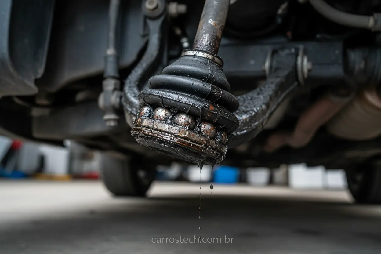 Homocinética do carro com coifa rasgada e vazamento de graxa.