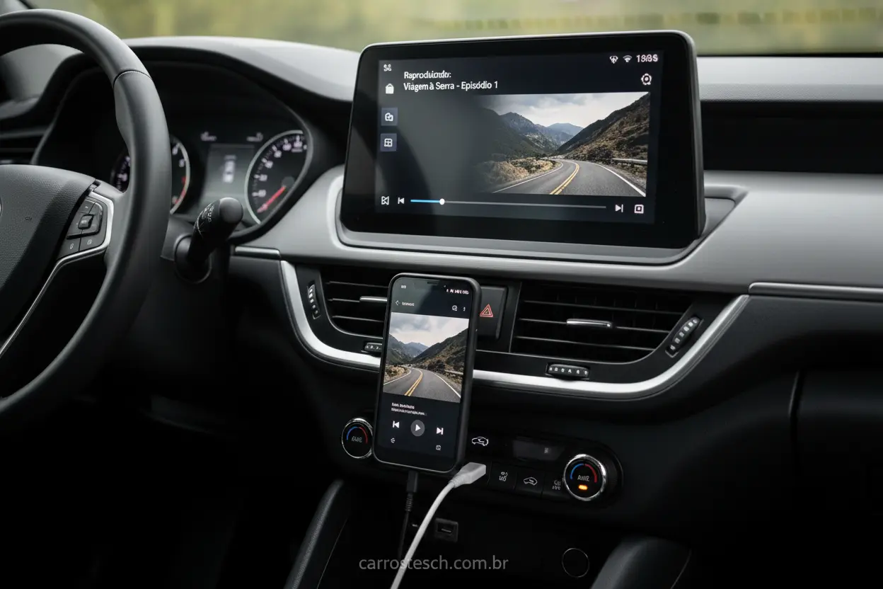 Smartphone conectado ao sistema Android Auto