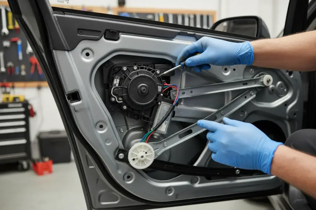 Guia passo a passo para regular vidros do carro.