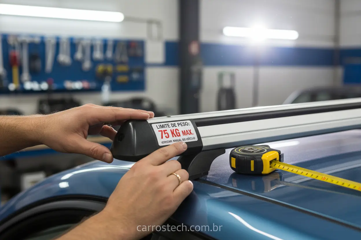 Limite de peso no rack de teto.