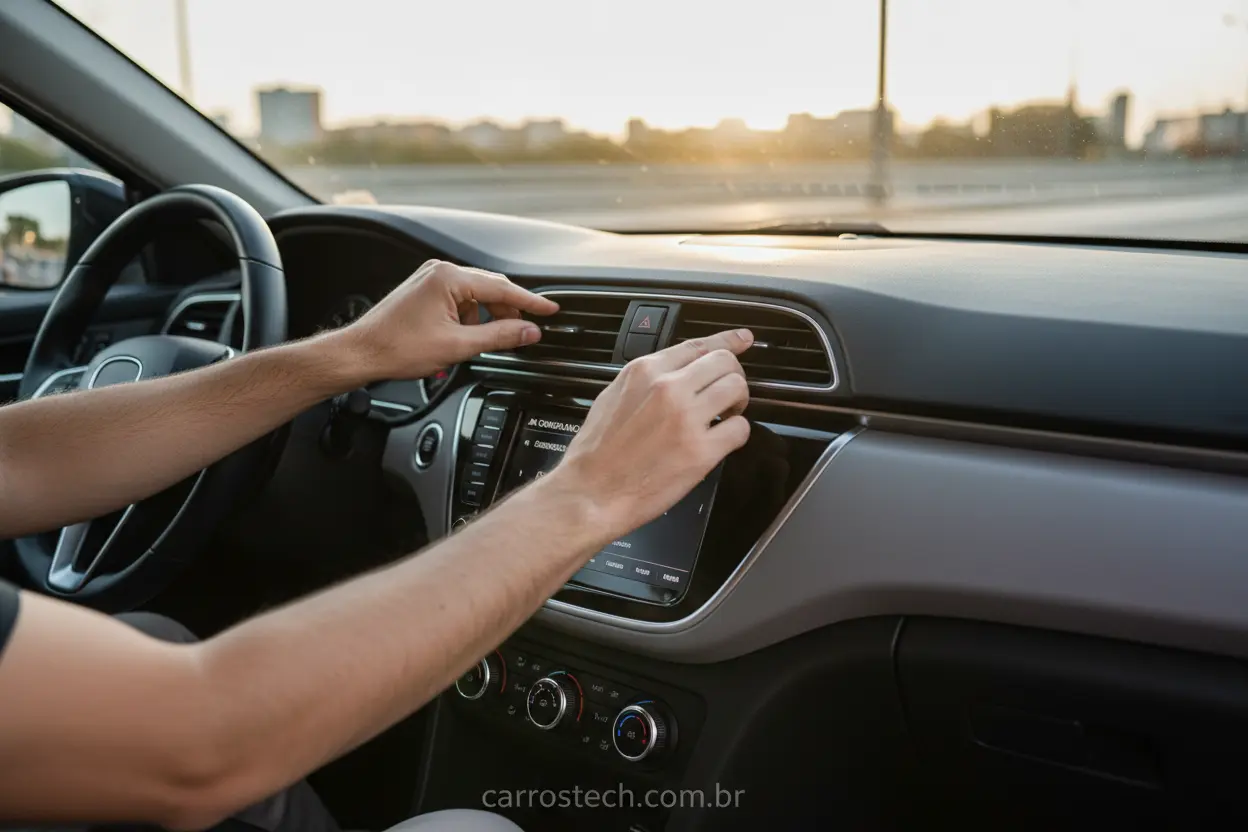 Ajuste da ventilação do carro para evitar embaçamento