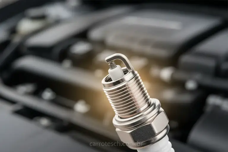Vela do carro nova e limpa, pronta para ignição.