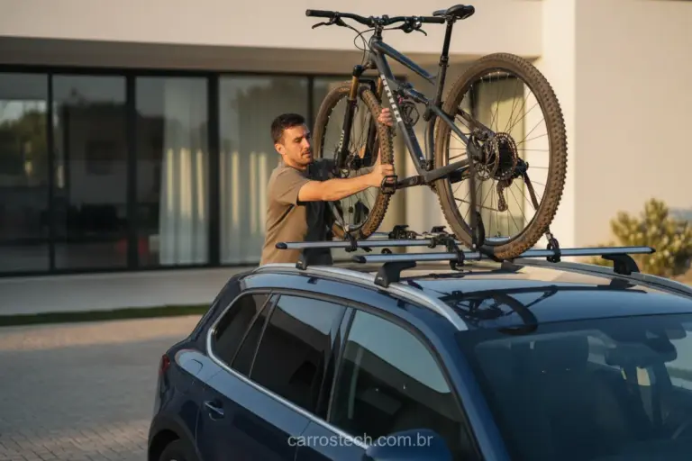 como colocar a bike no rack de teto