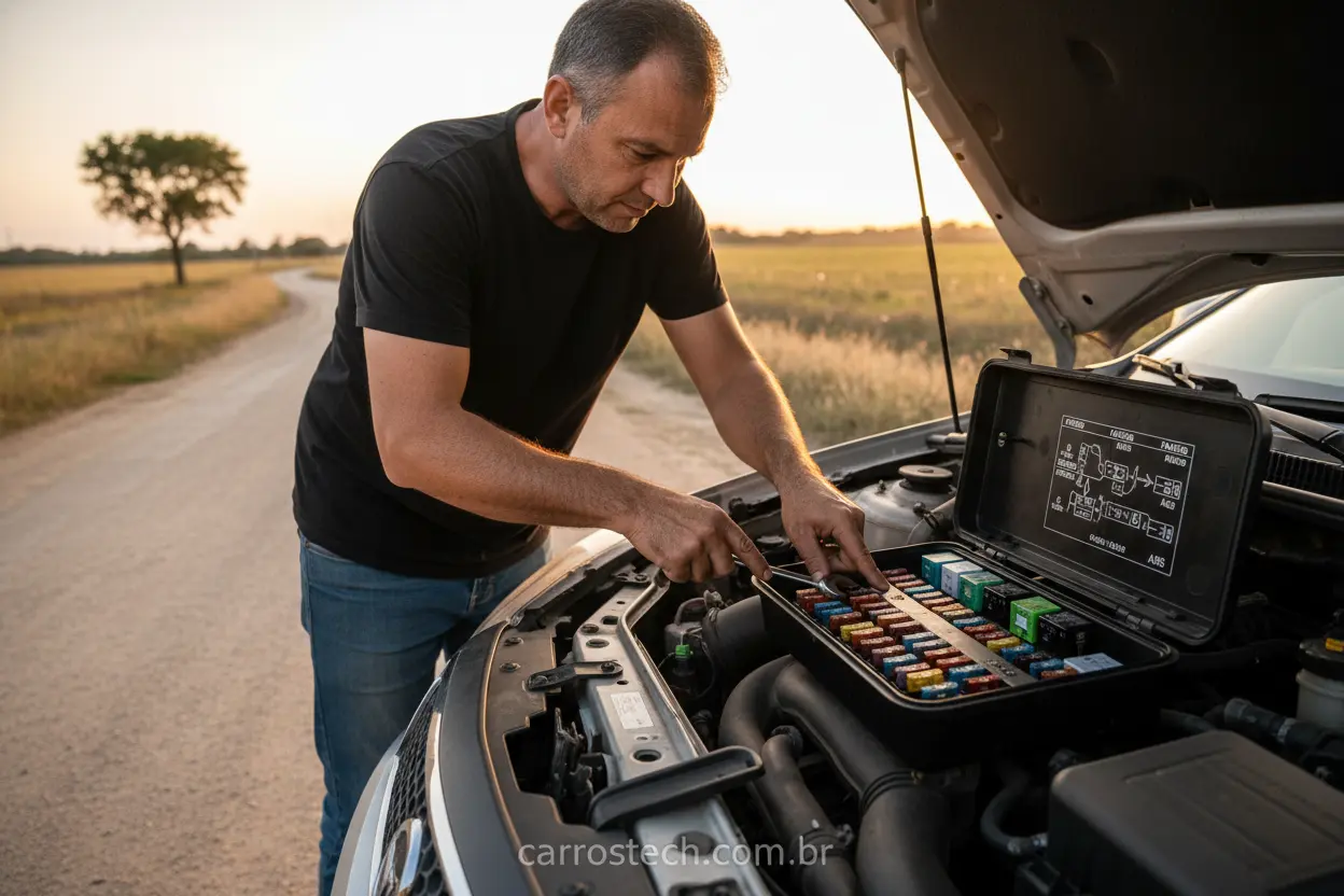 Onde fica o fusível do farol de milha