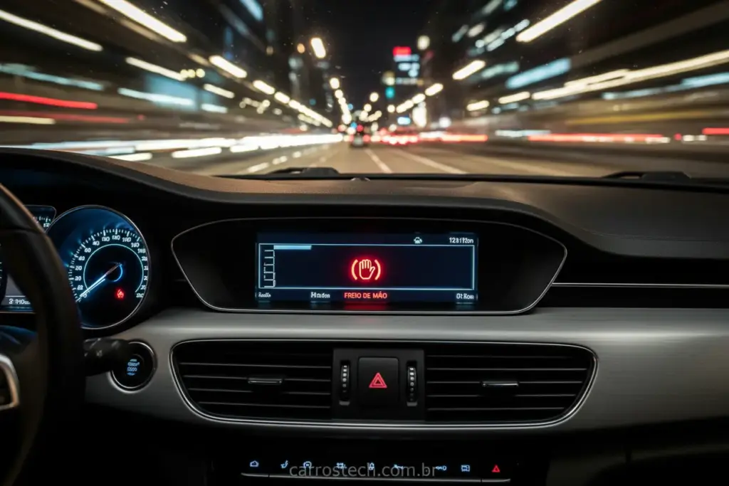 Luz do freio de mão piscando no painel do carro