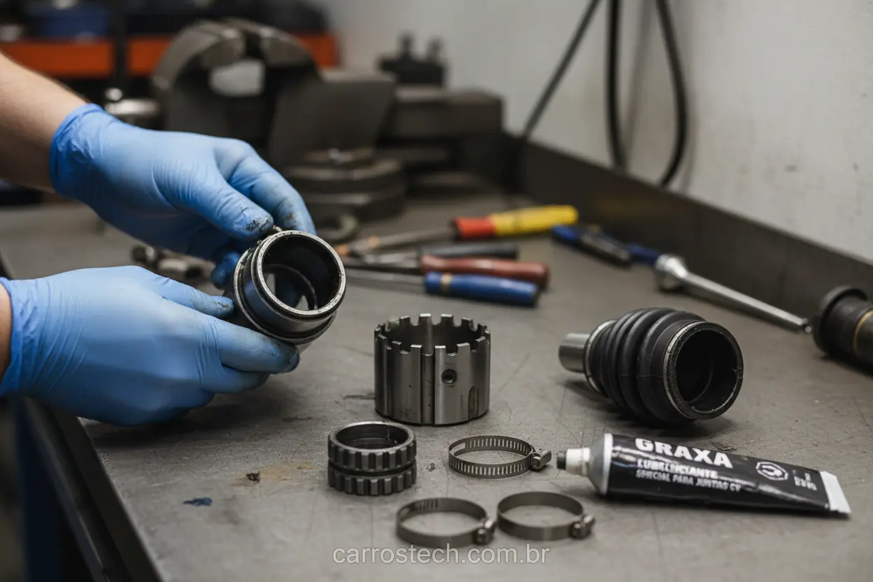 Peças e graxa para manutenção da junta homocinética