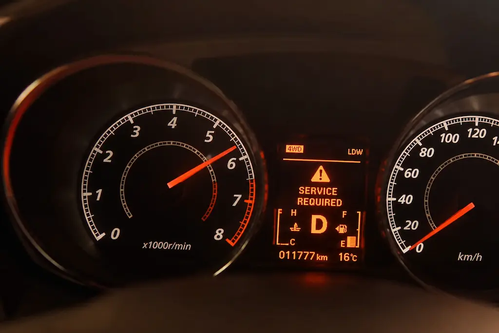 Conta-giros de carro em rotação alta enquanto o câmbio automático acelera mas não anda